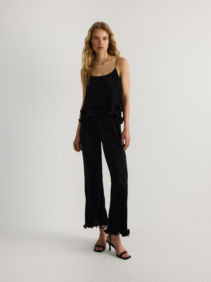 Pleated crop top jumpsuit on sale