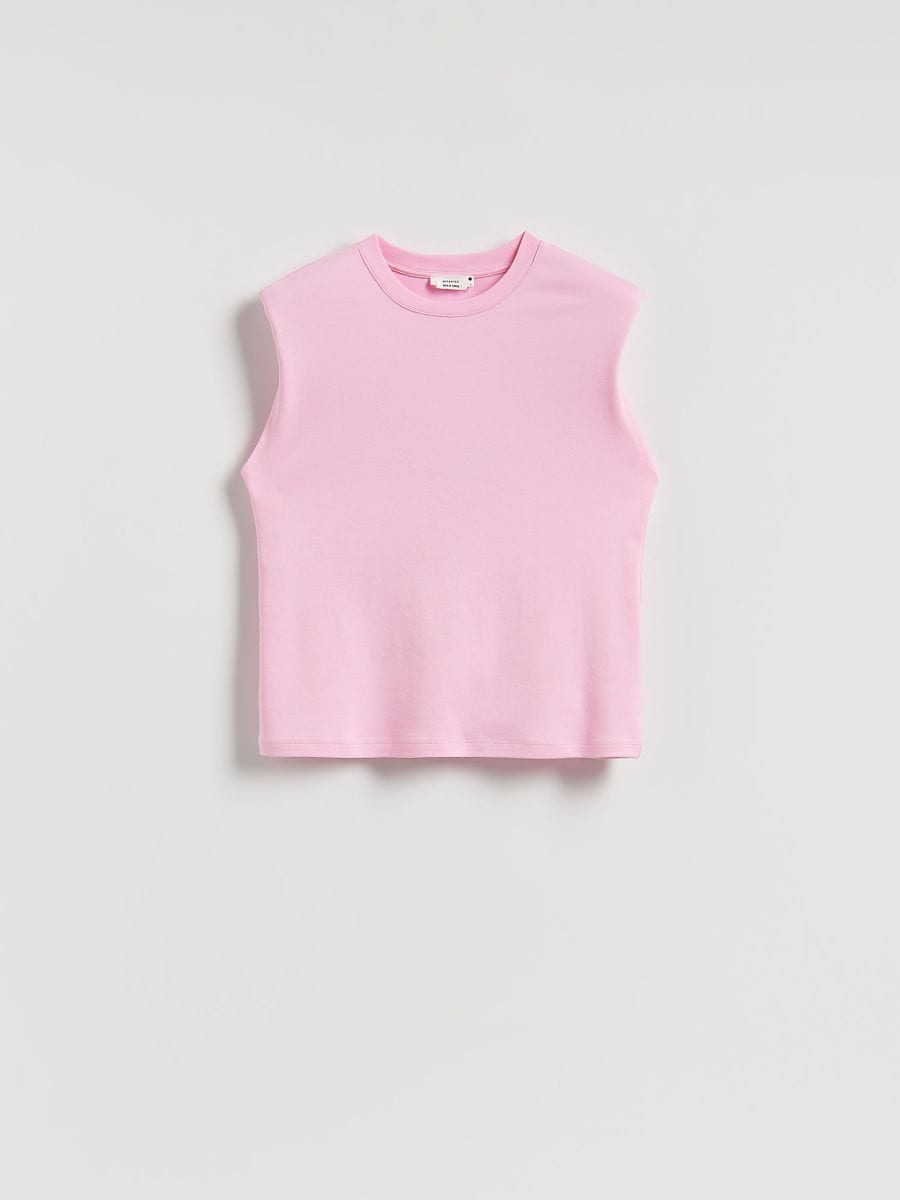 Padded shoulder T-shirt - pink - RESERVED