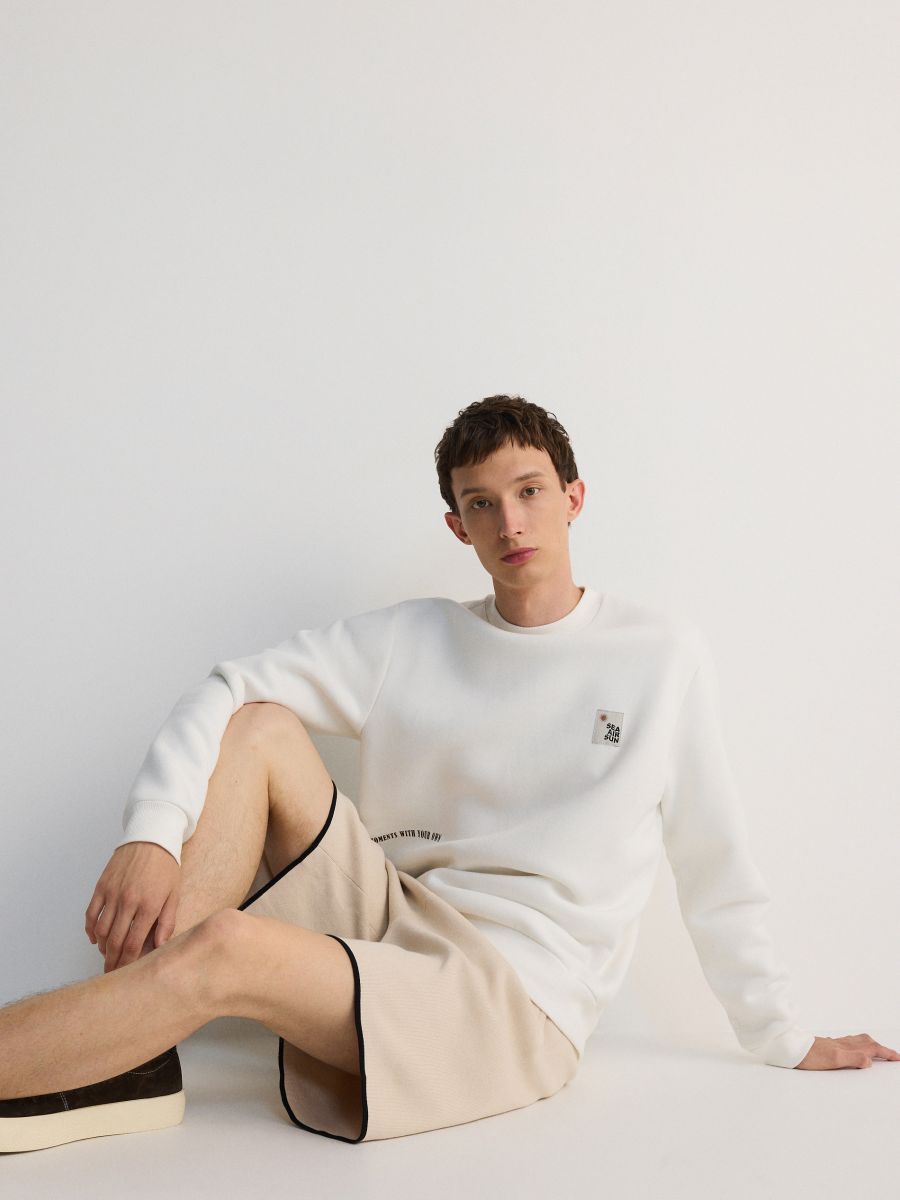 Hoodie with back print - cream - RESERVED - 4