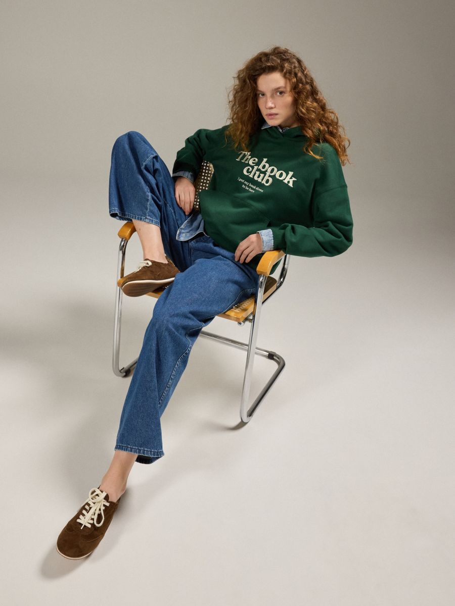 Bedrucktes Sweatshirt - dunkelgrün - RESERVED