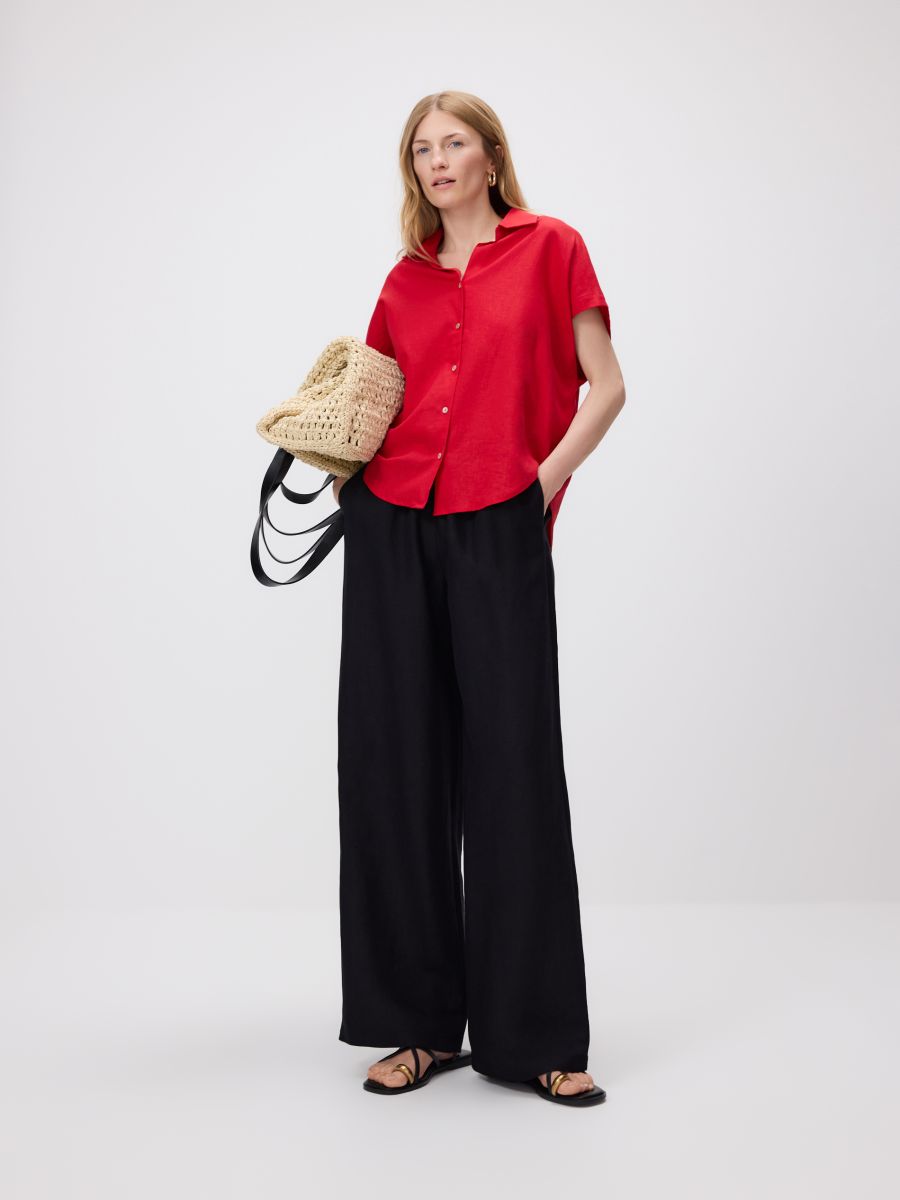 Pantaloni in misto lino - nero - RESERVED - 2