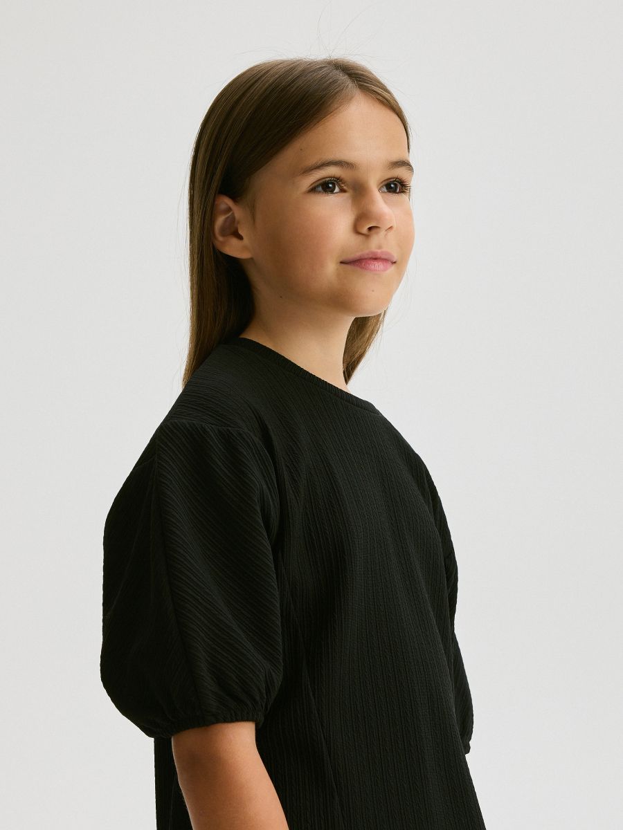 Blouse with puff sleeves - black - RESERVED - 2