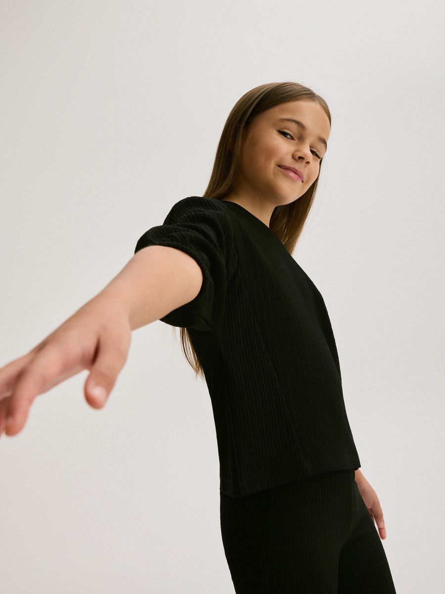 Blouse with puff sleeves - black - RESERVED - 4