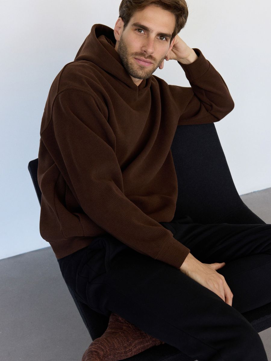 Plain hoodie - brown - RESERVED - 2