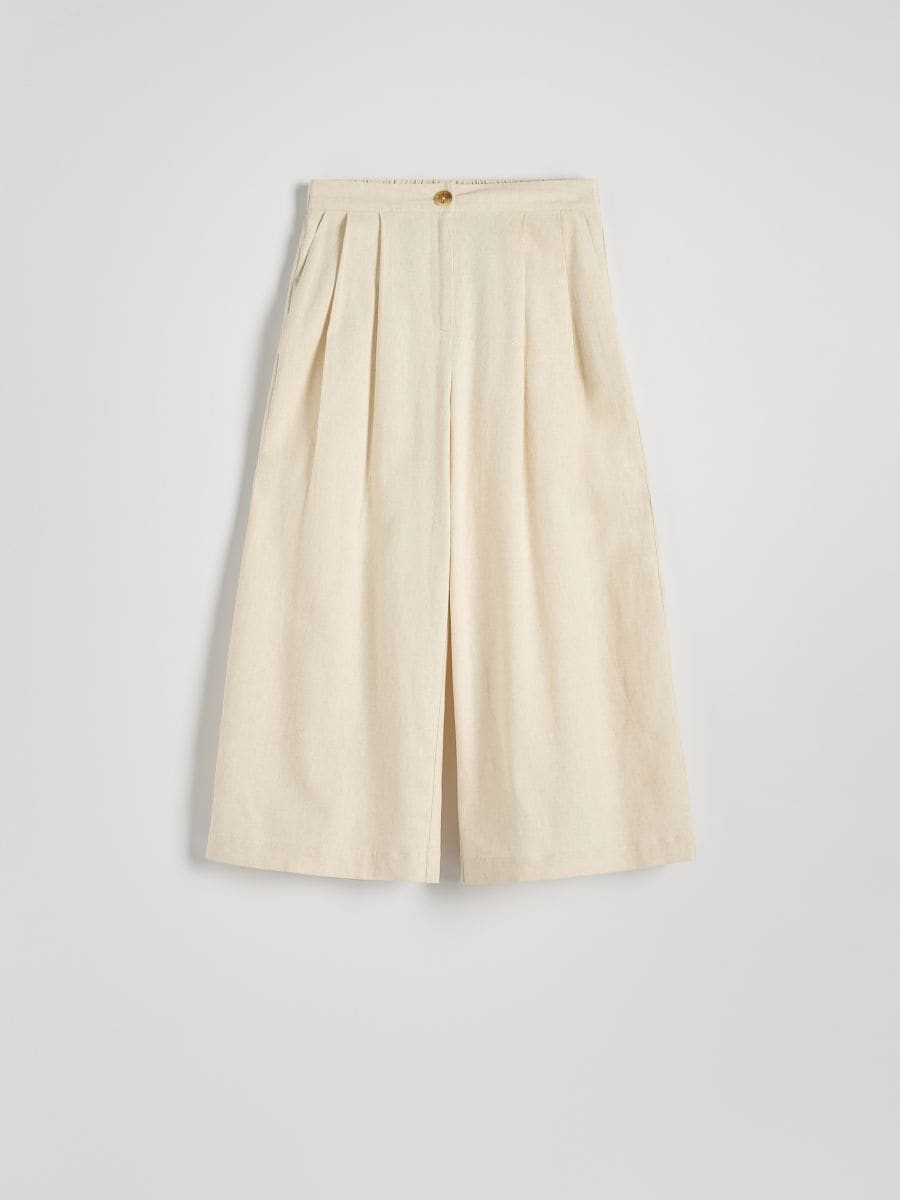 Culotte trousers with linen blend - beige - RESERVED - 5