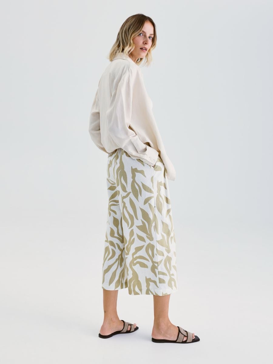 Culotte trousers with linen blend - bunt - RESERVED - 4