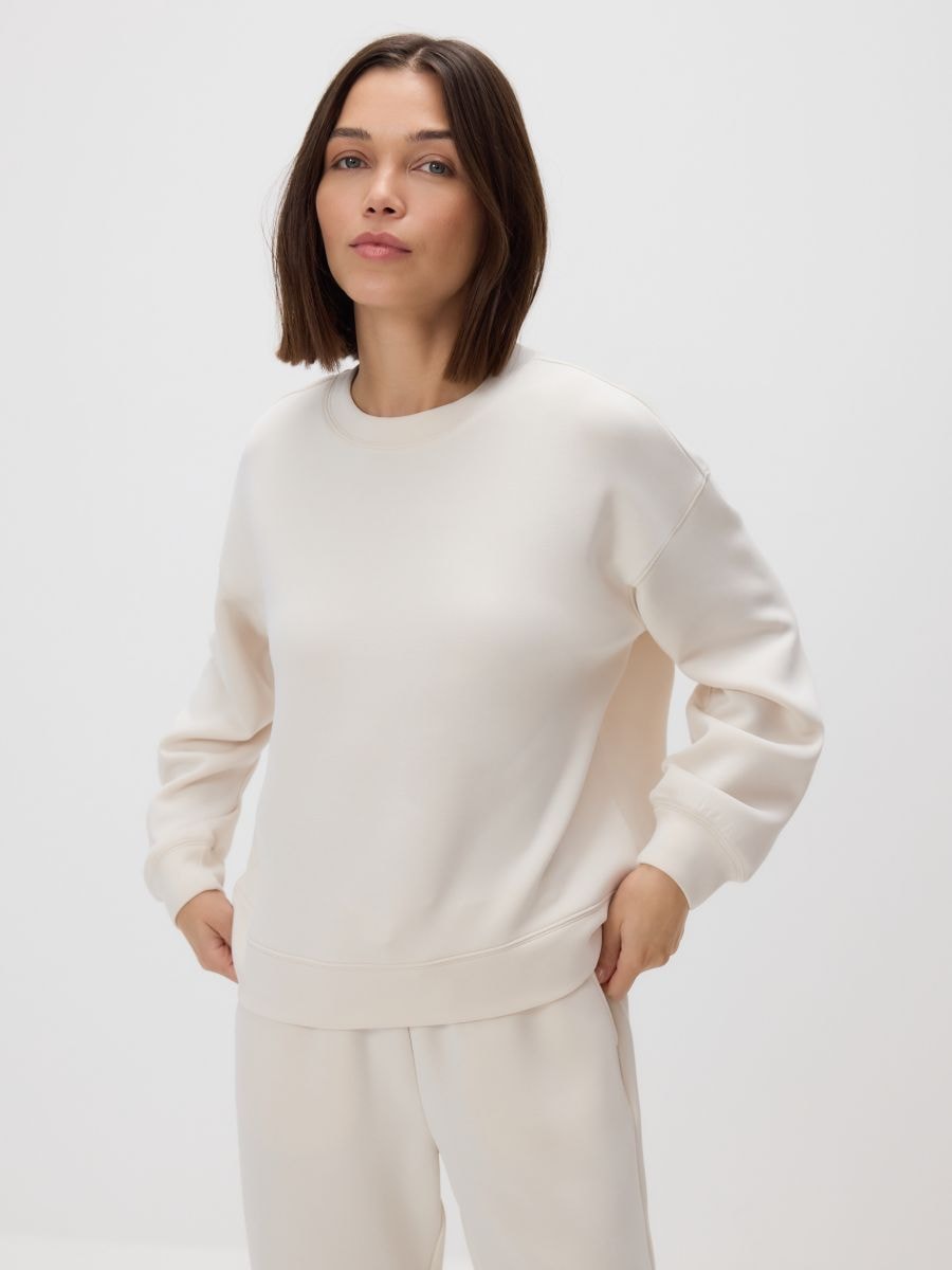 Modal blend sweatshirt - beige - RESERVED