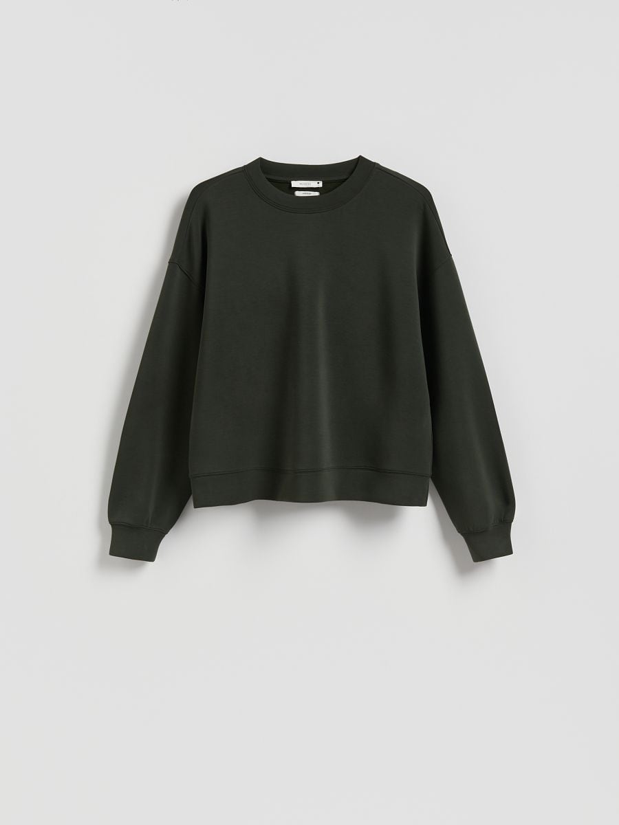 Modal blend sweatshirt - dark green - RESERVED