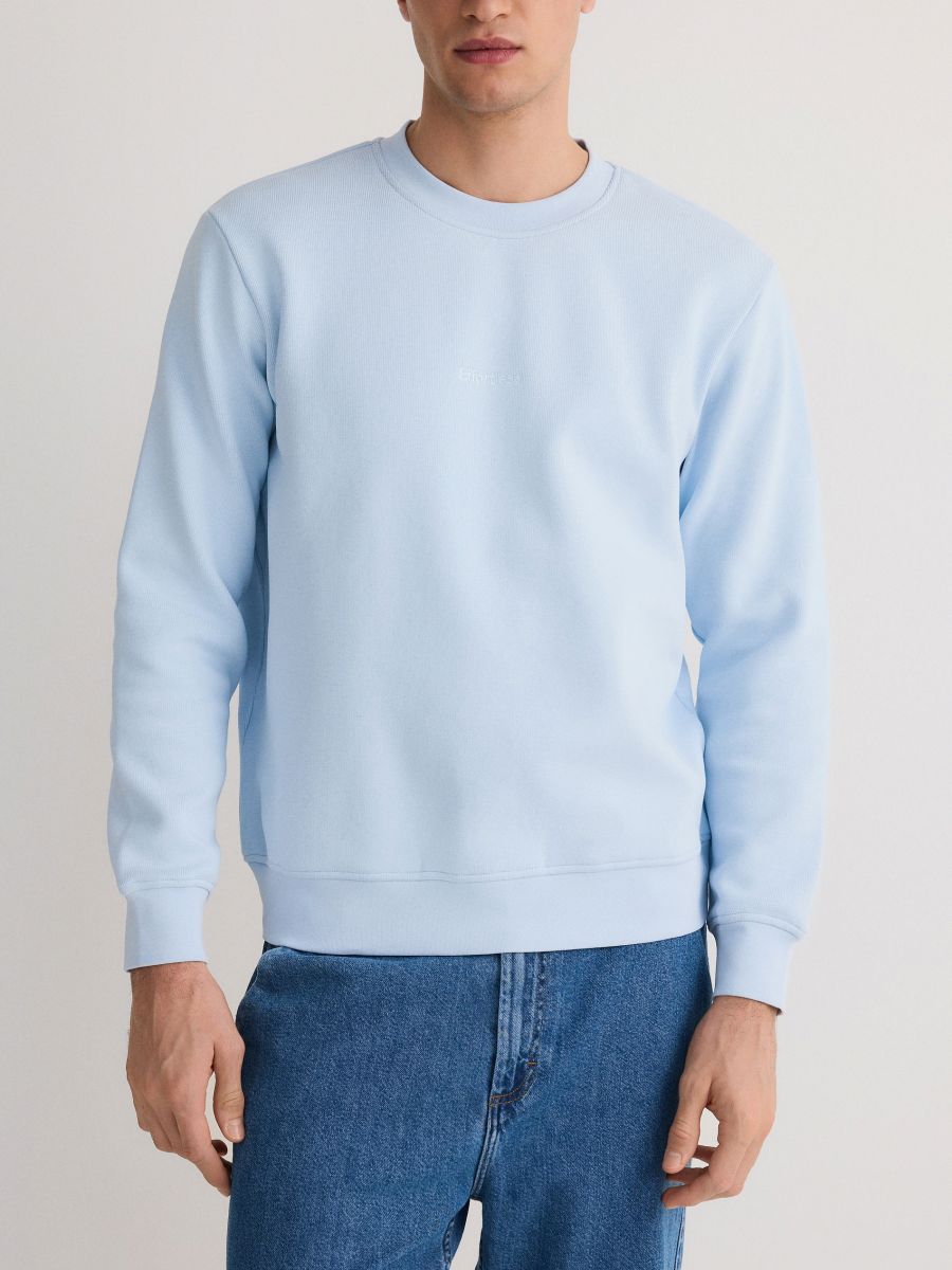 Sweatshirt with embroidery detailing - pale blue - RESERVED