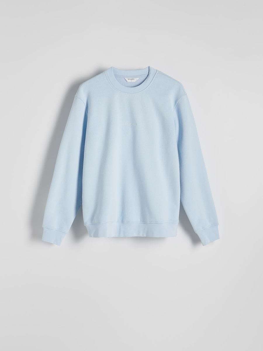 Sweatshirt med broderi - BLEK BLÅ - RESERVED