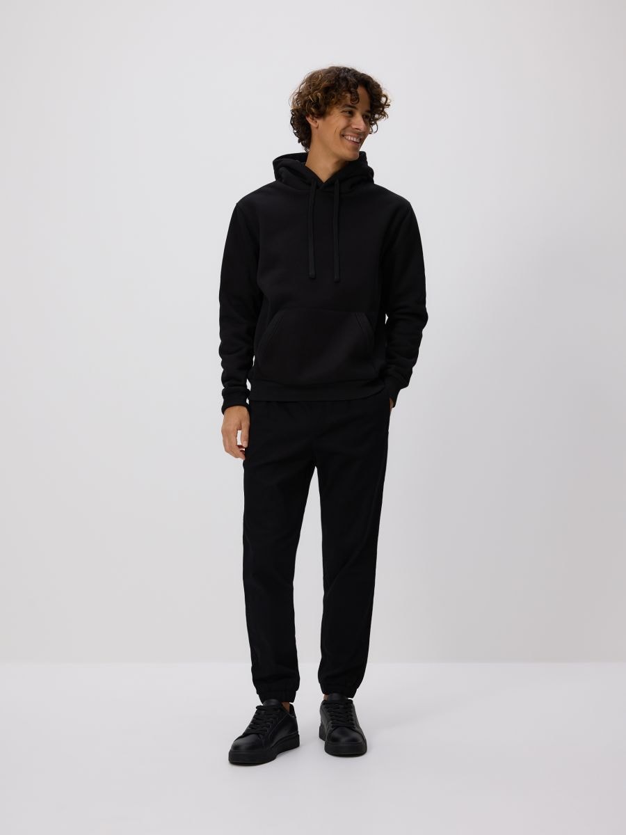 Regular fit hoodie - black - RESERVED