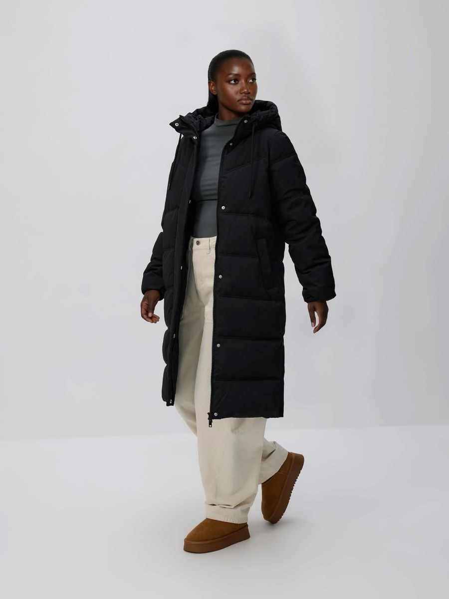 Duga jakna sa kapuljačom - crno - RESERVED