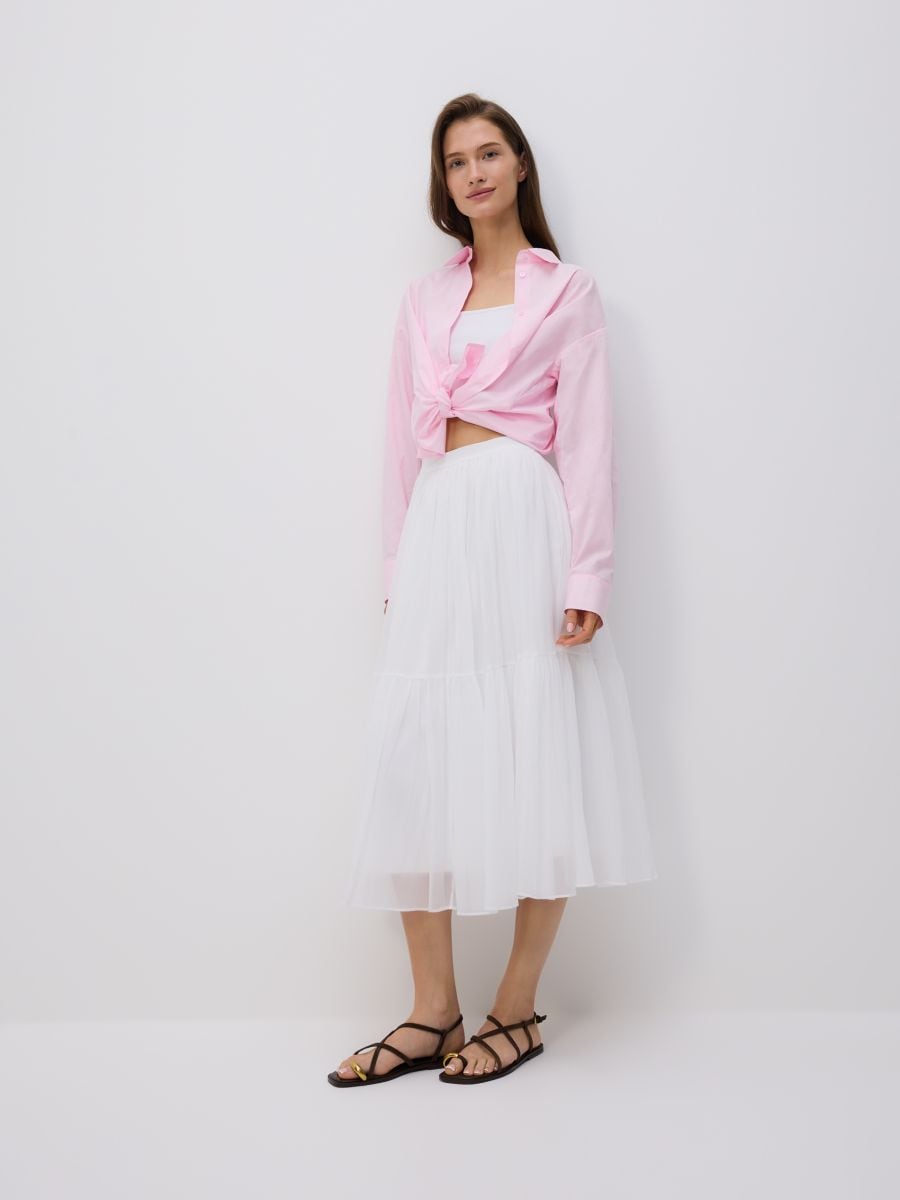 Midi skirt with ruffles - white - RESERVED - 3