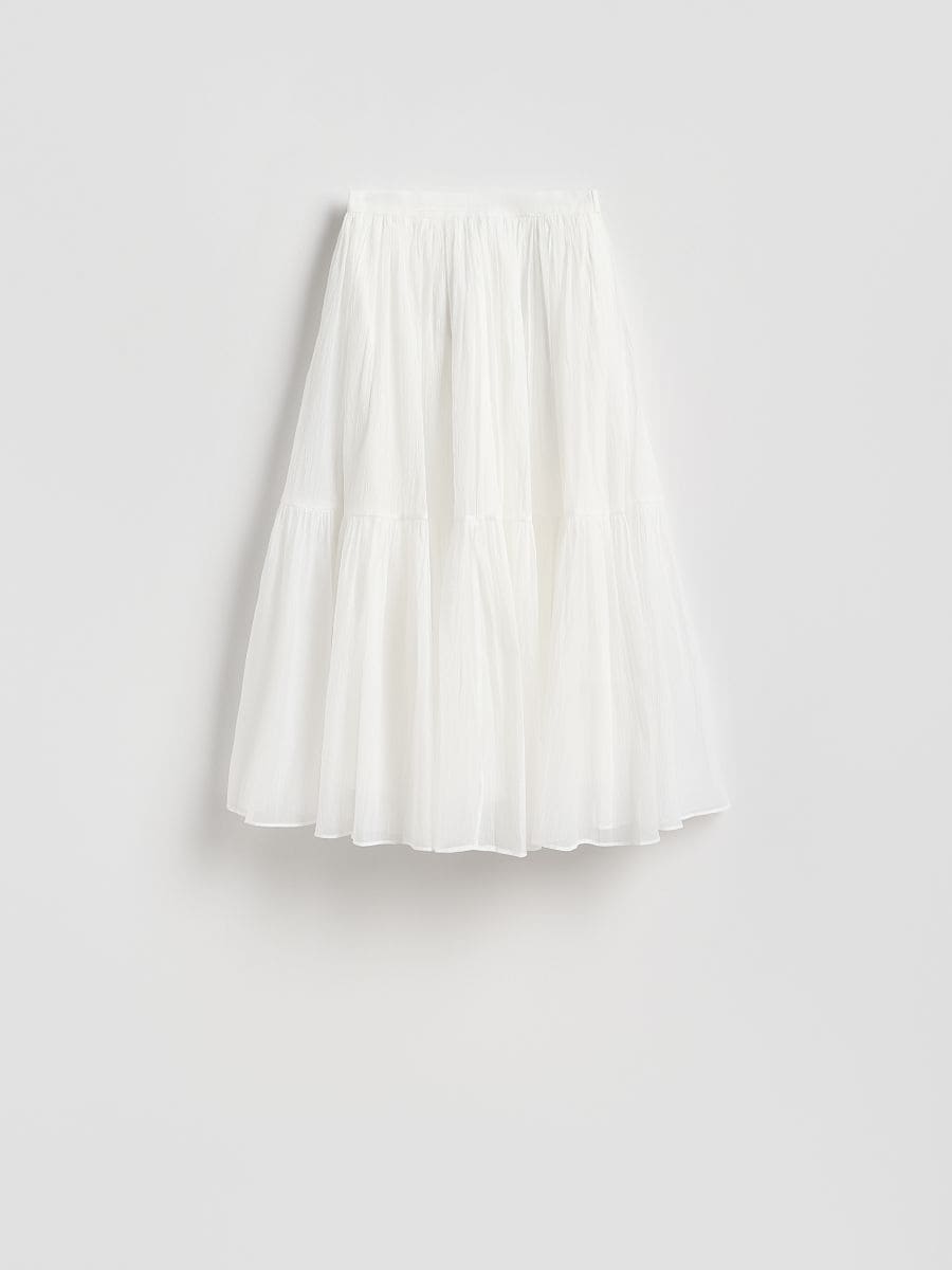 Midi skirt with ruffles - white - RESERVED - 4