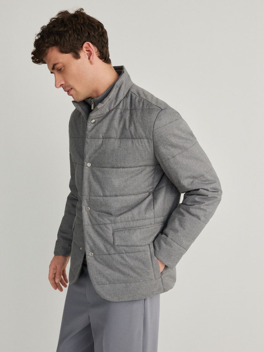 Quilted jacket with stand up collar - mid grey - RESERVED - 2