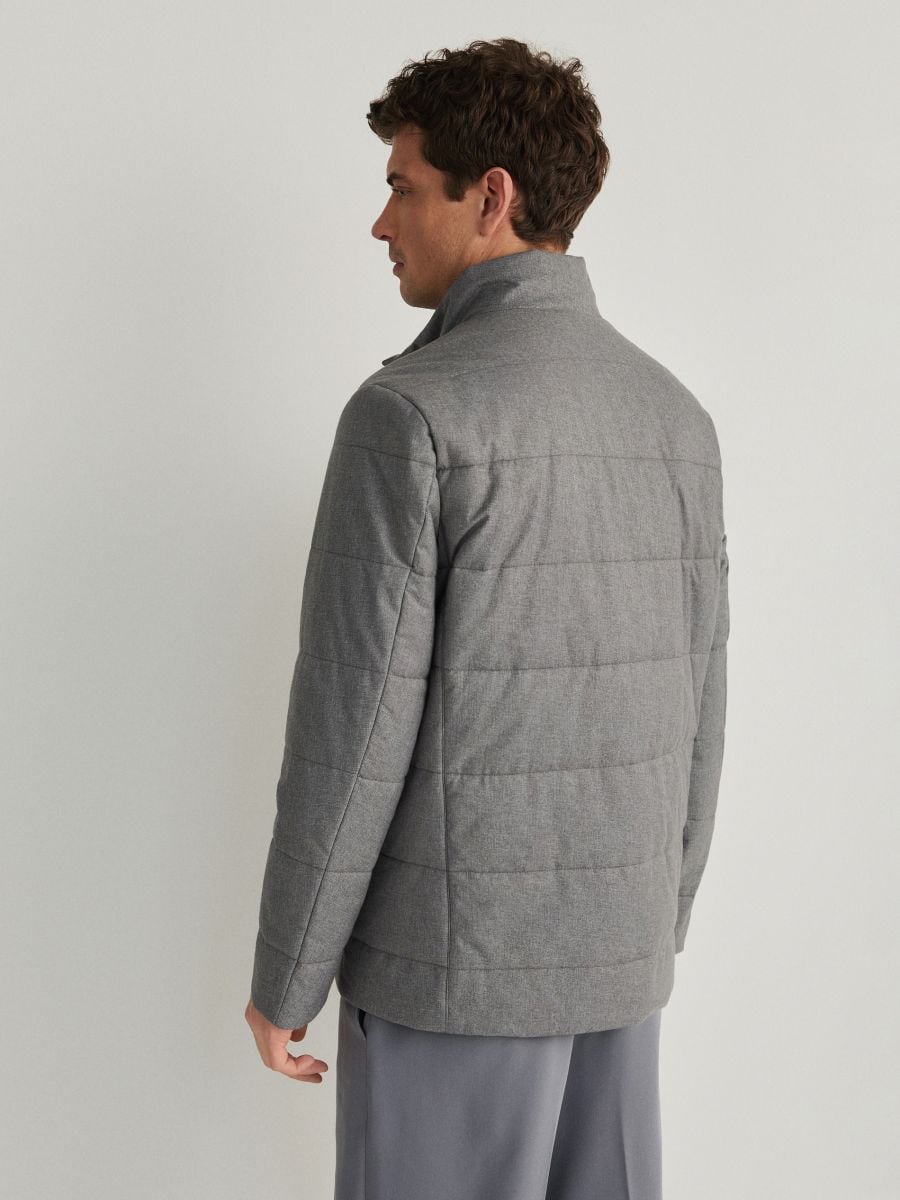 Quilted jacket with stand up collar - mid grey - RESERVED - 3