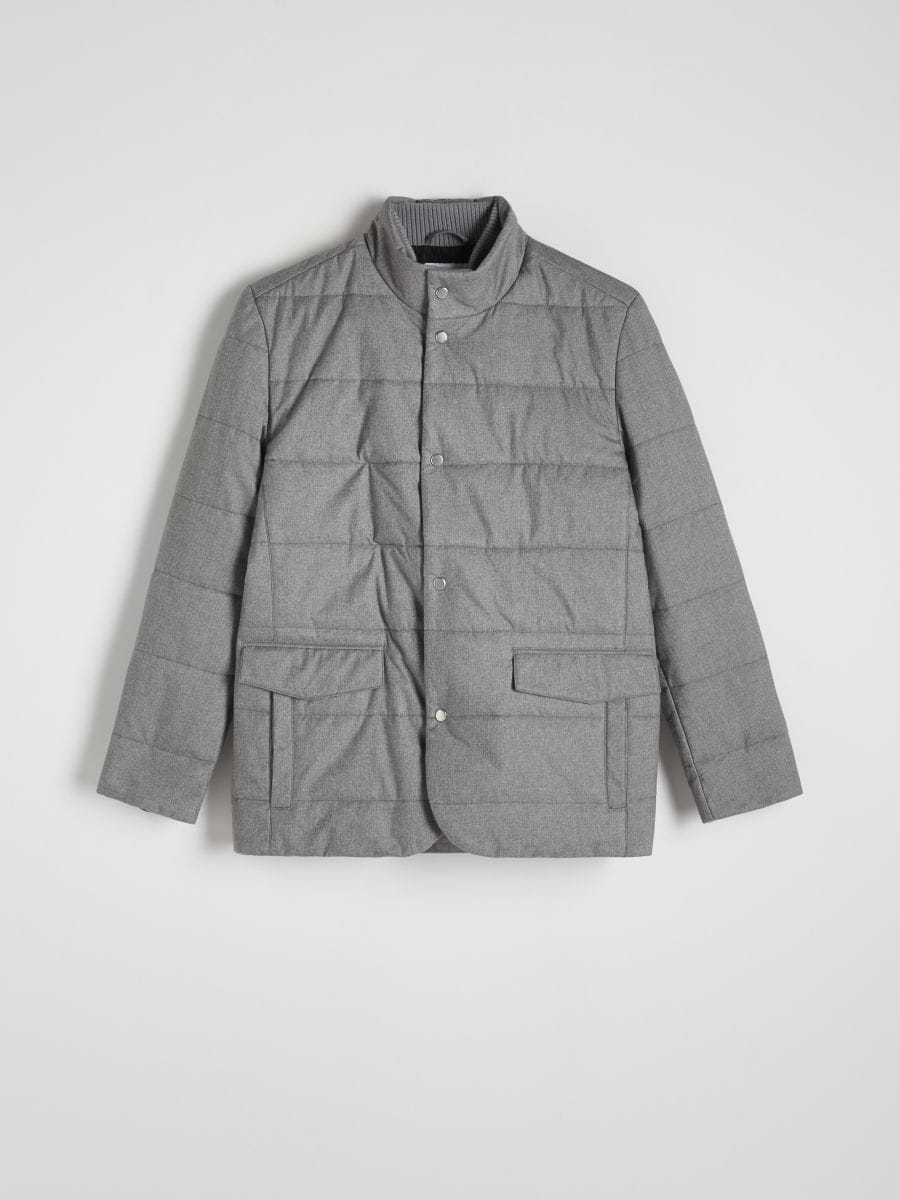 Quilted jacket with stand up collar - mid grey - RESERVED - 5