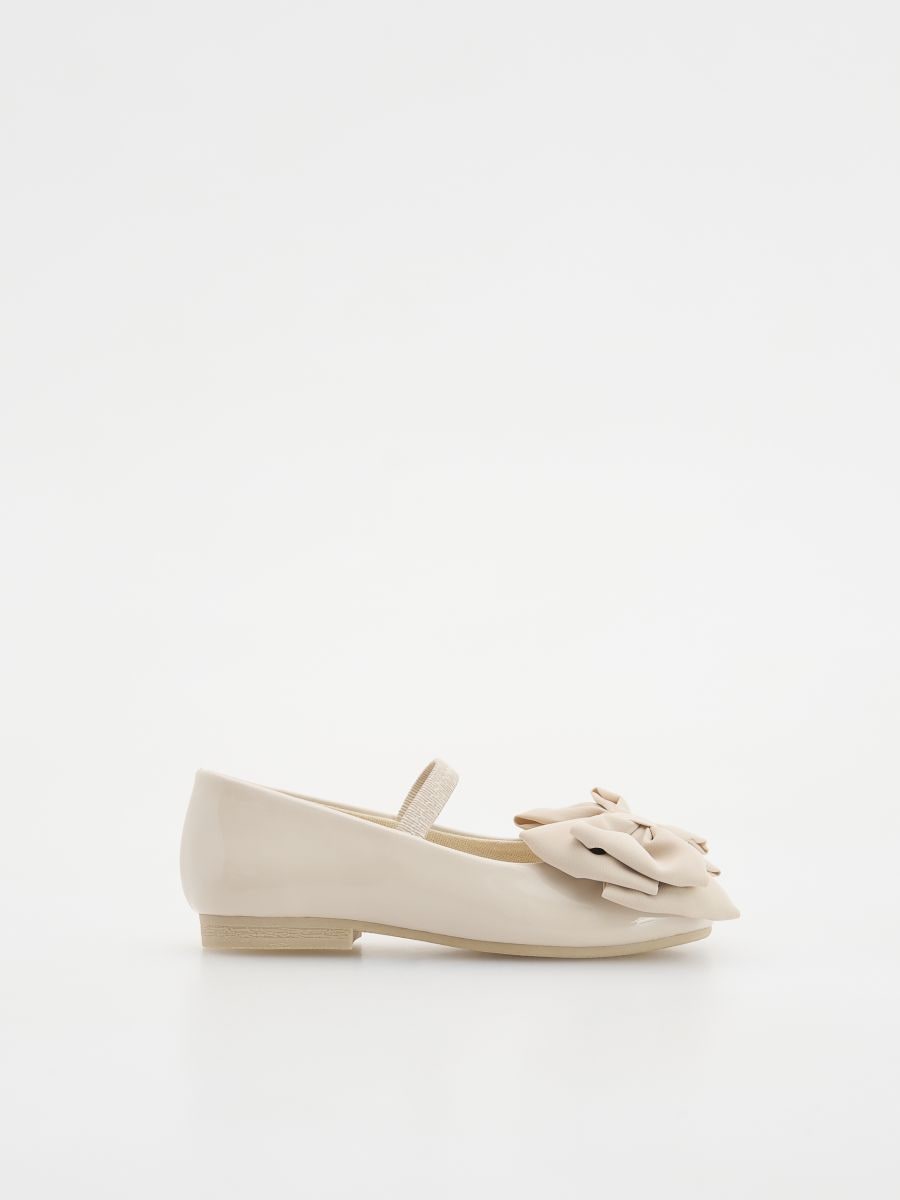 Patent ballerina shoes with bow detail - nude - RESERVED - 2