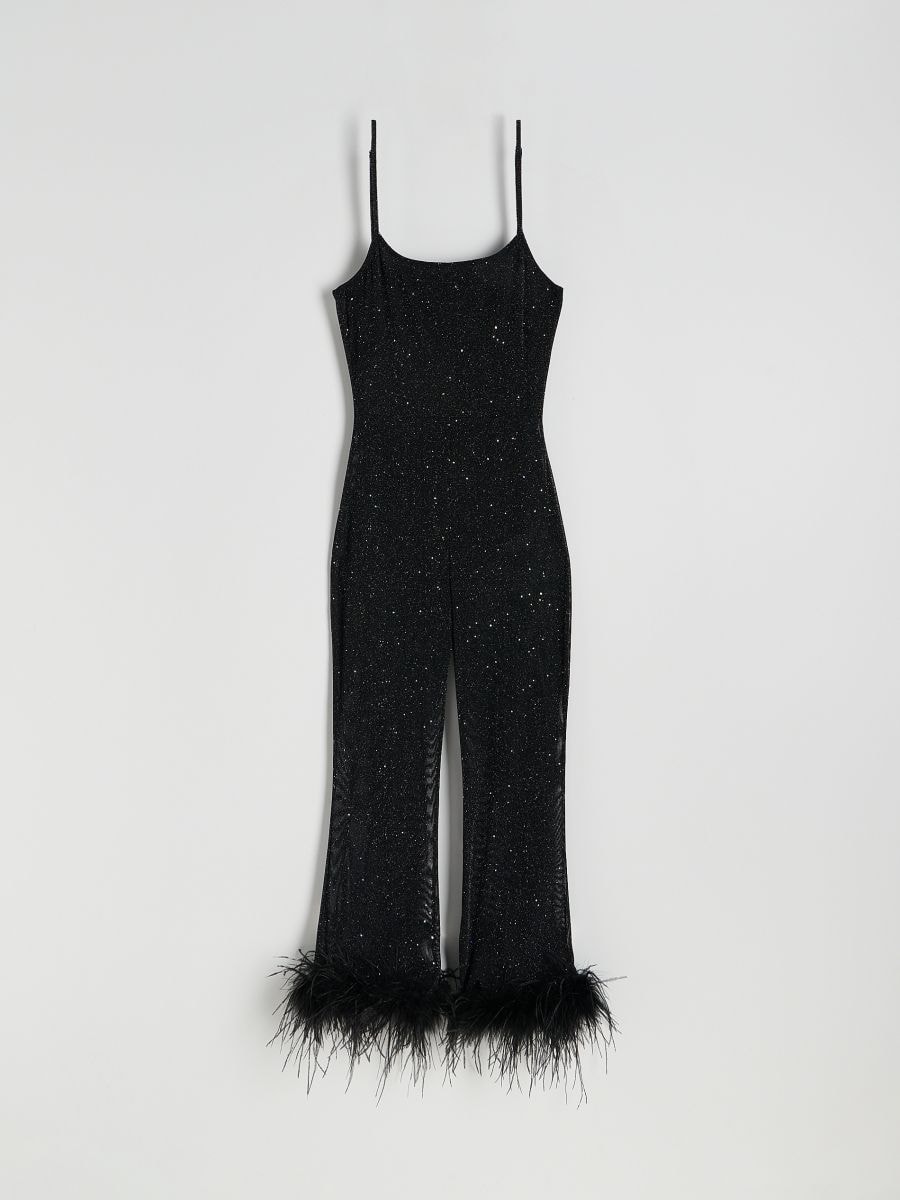 Transparent jumpsuit with feathers  - black - RESERVED - 5