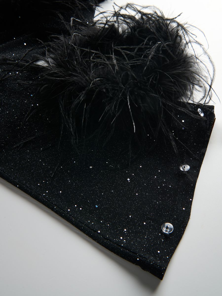 Transparent jumpsuit with feathers  - black - RESERVED - 6