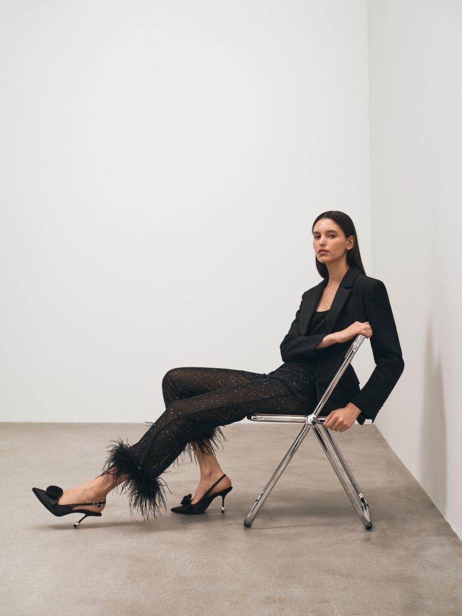 Transparent jumpsuit with feathers - black - RESERVED - 9