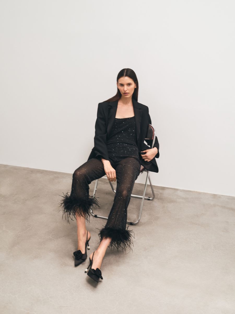 Transparent jumpsuit with feathers  - black - RESERVED - 2