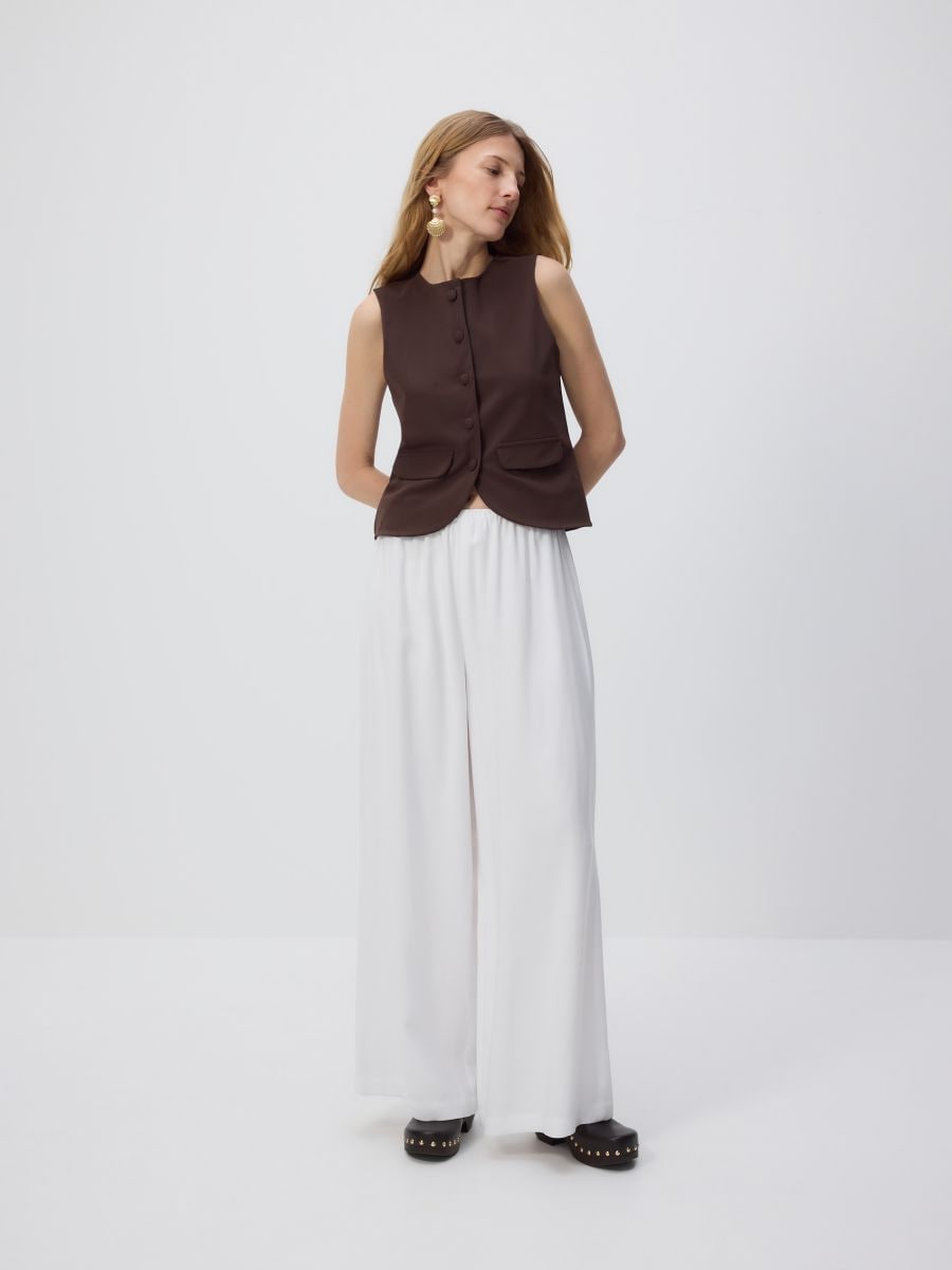 Loose trousers with viscose - white - RESERVED - 3