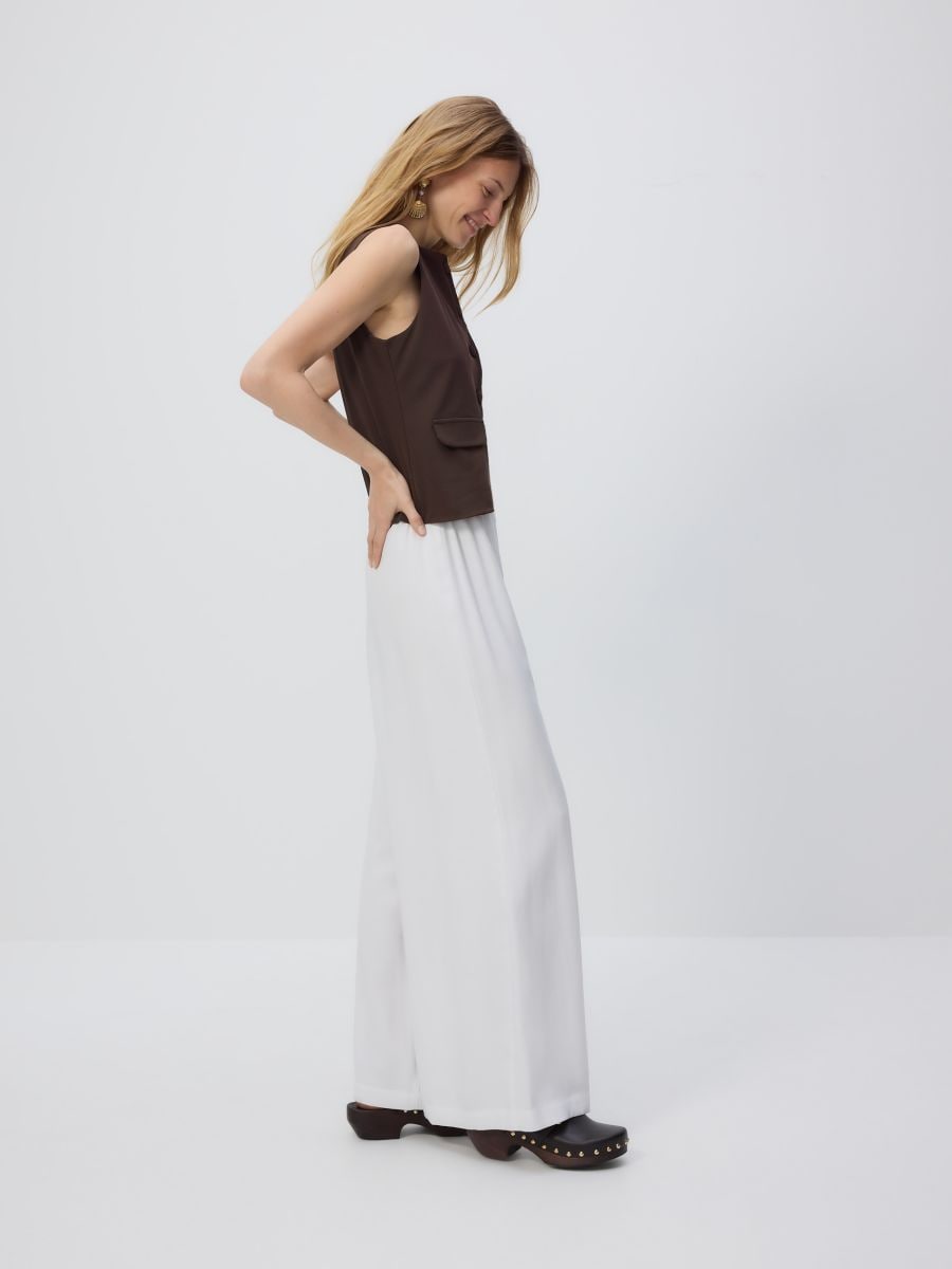 Loose trousers with viscose - white - RESERVED - 4