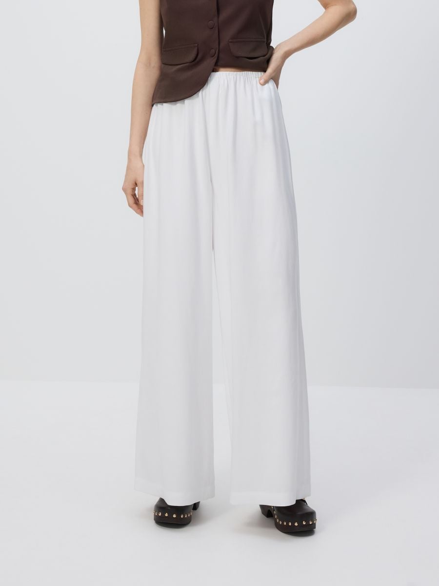 Loose trousers with viscose - white - RESERVED - 5