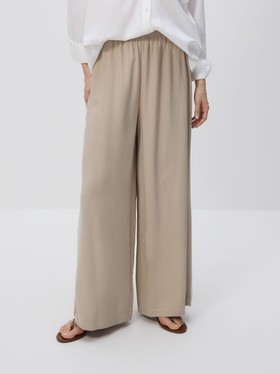 Loose trousers with viscose - beige - RESERVED - 4