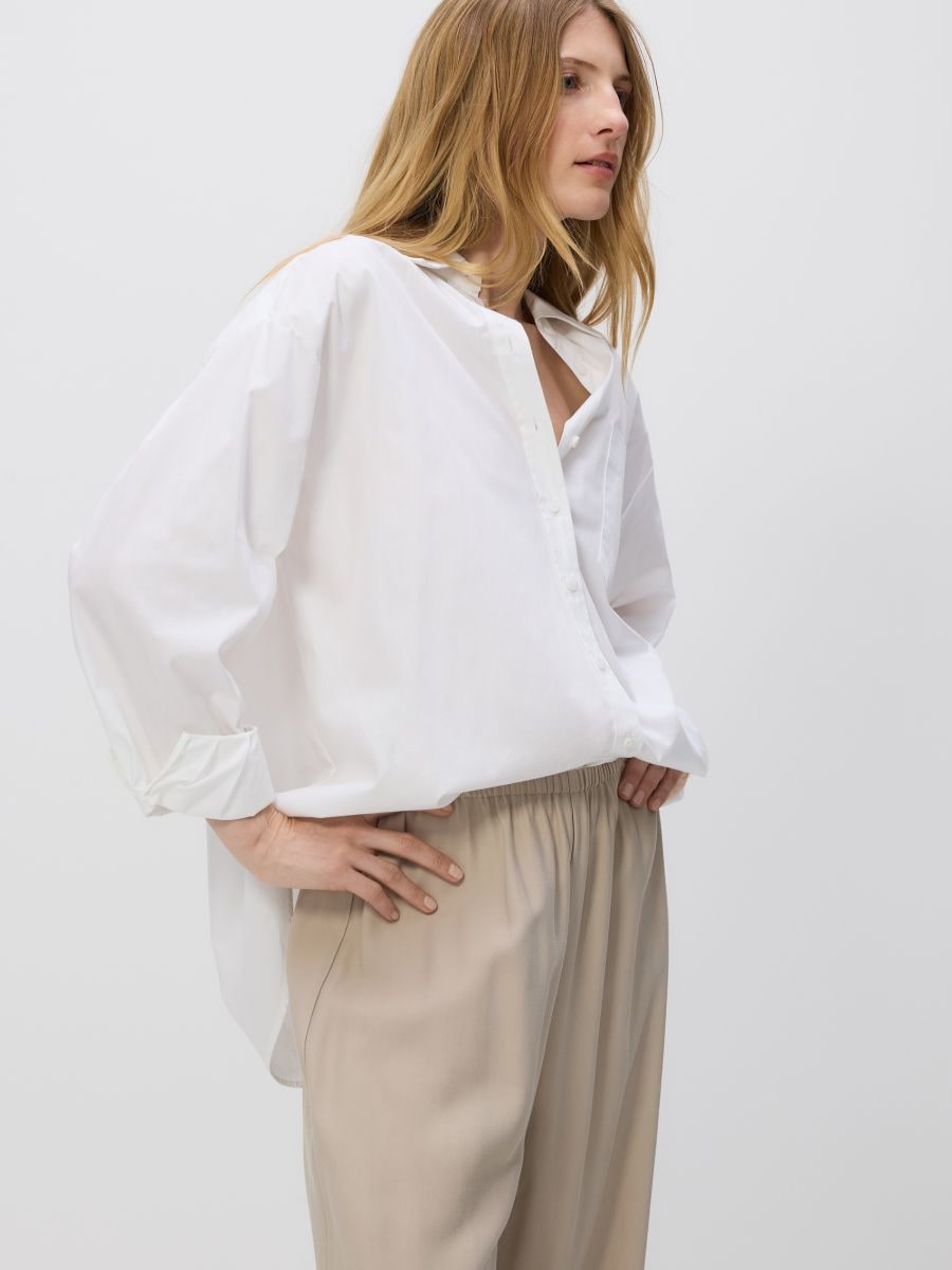 Loose trousers with viscose - beige - RESERVED - 5