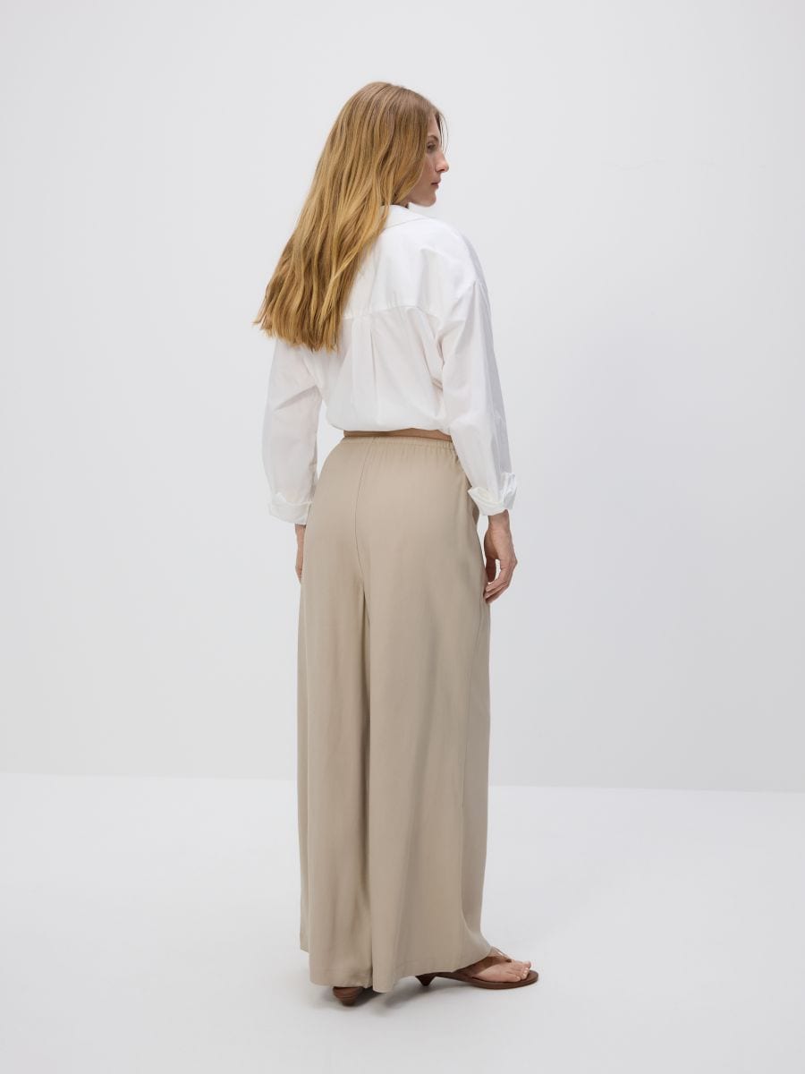 Loose trousers with viscose - beige - RESERVED - 6
