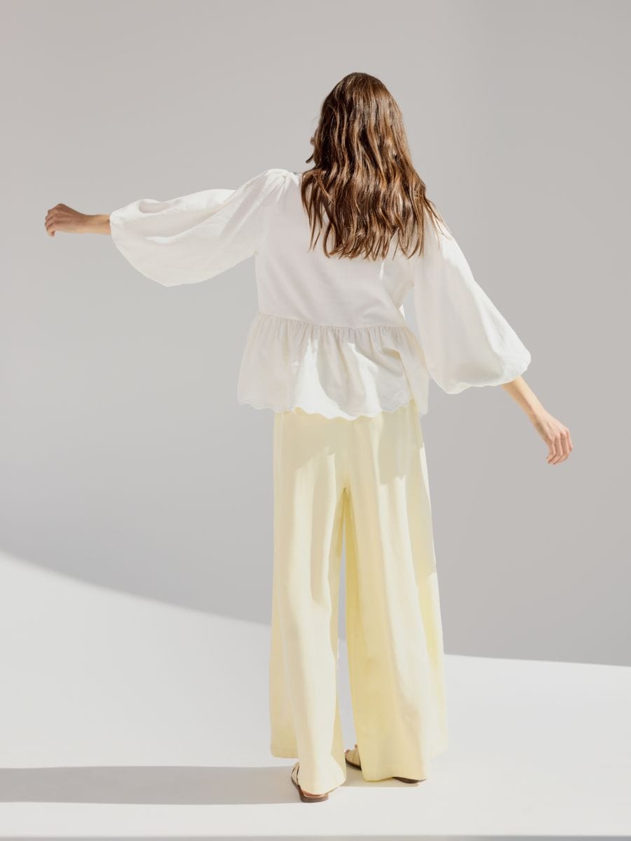 Loose trousers with viscose - light yellow - RESERVED - 2