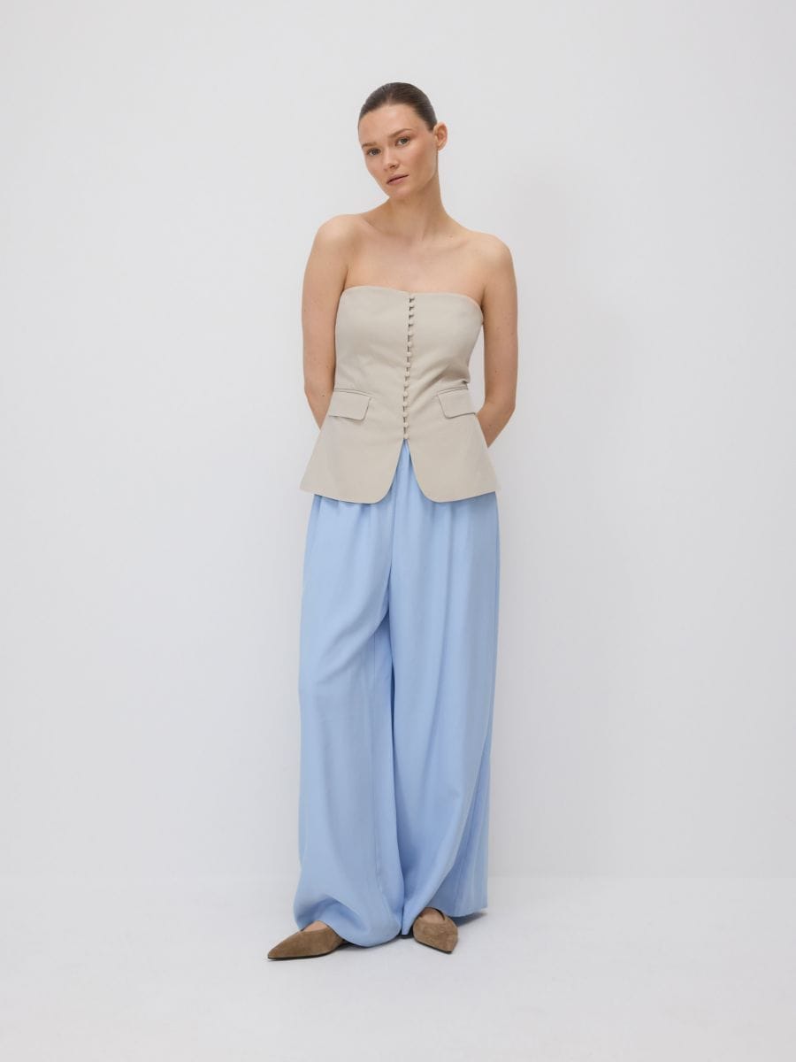 Loose trousers with viscose - light blue - RESERVED - 2
