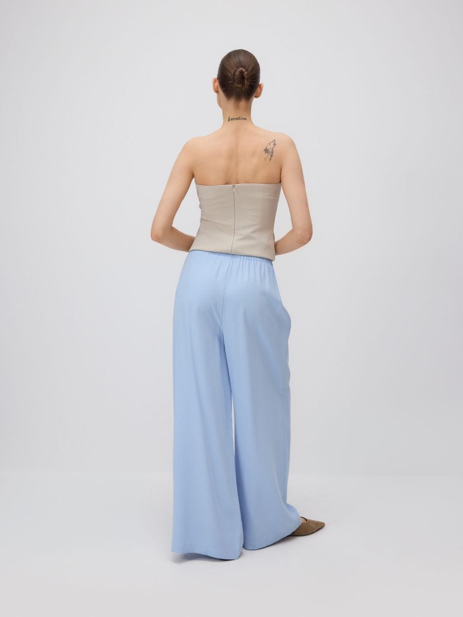 Loose trousers with viscose - light blue - RESERVED - 3