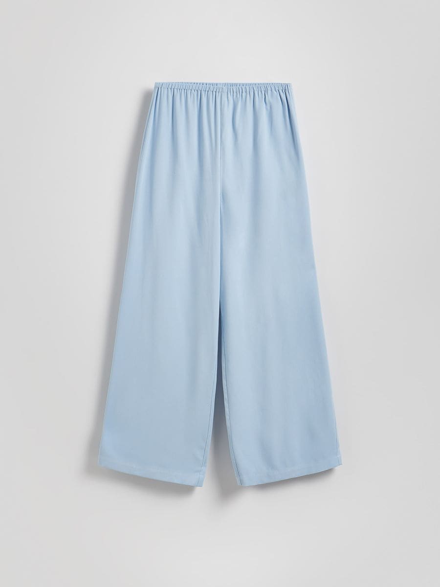 Loose trousers with viscose - light blue - RESERVED - 4
