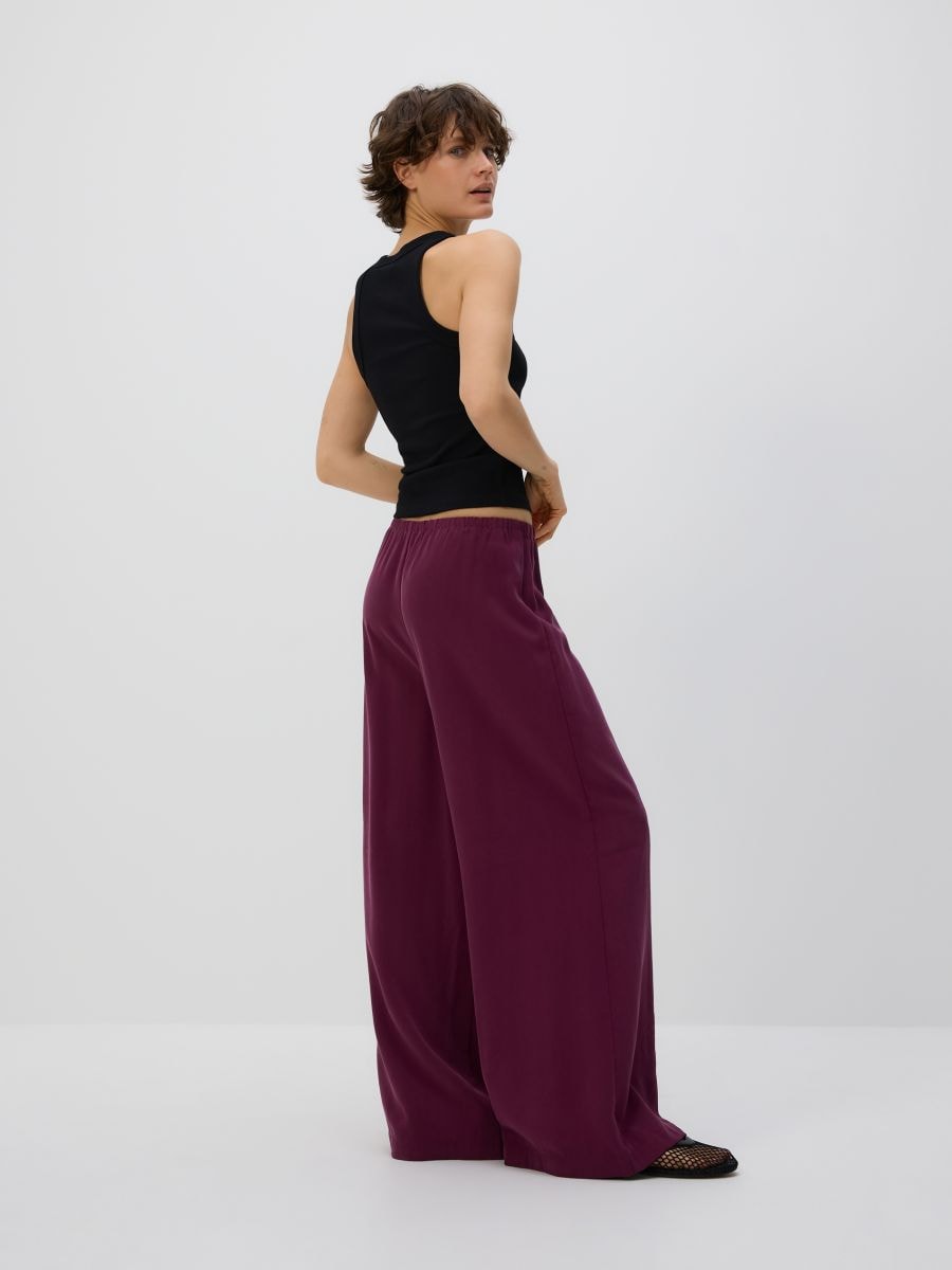 Loose trousers with viscose - burgundy - RESERVED - 3