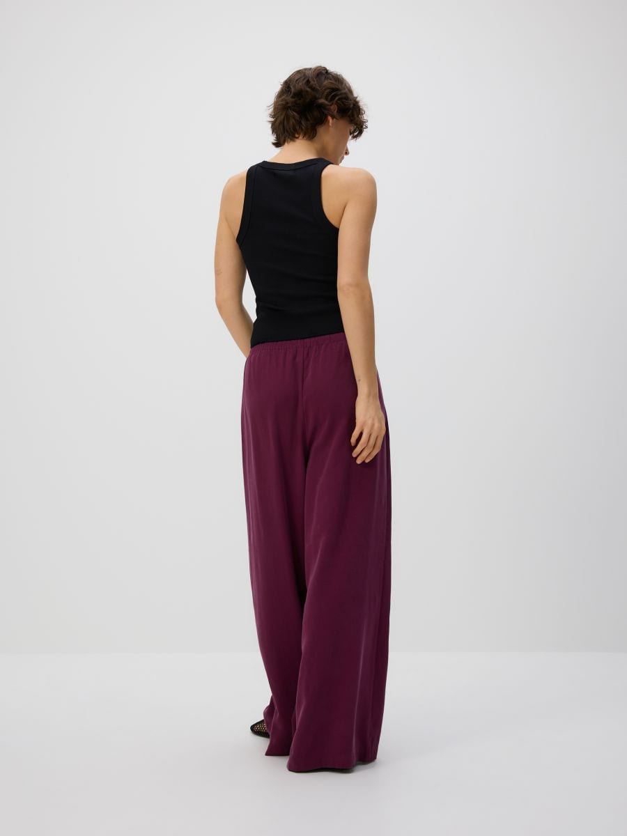 Loose trousers with viscose - burgundy - RESERVED - 4