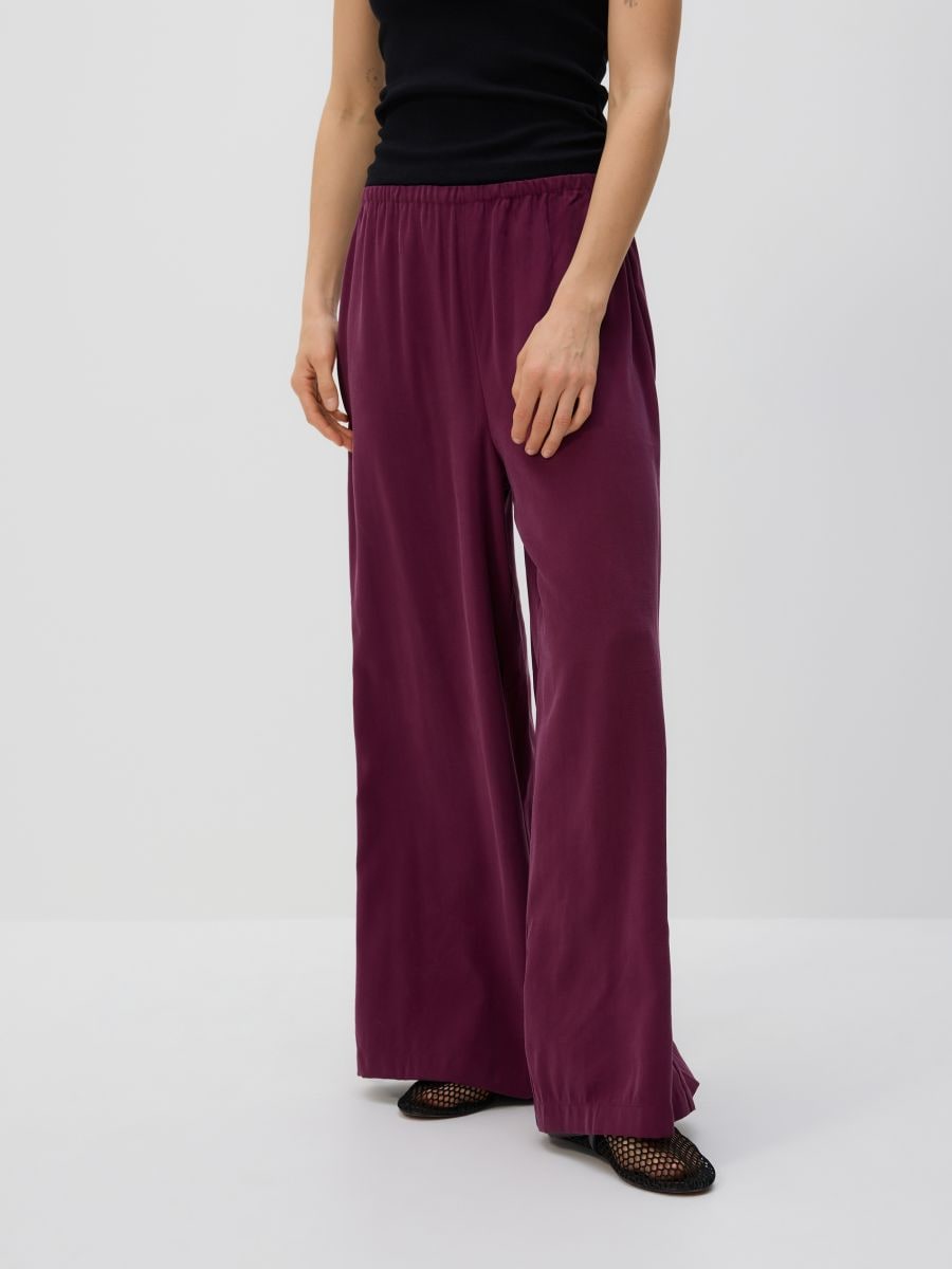 Loose trousers with viscose - burgundy - RESERVED - 2