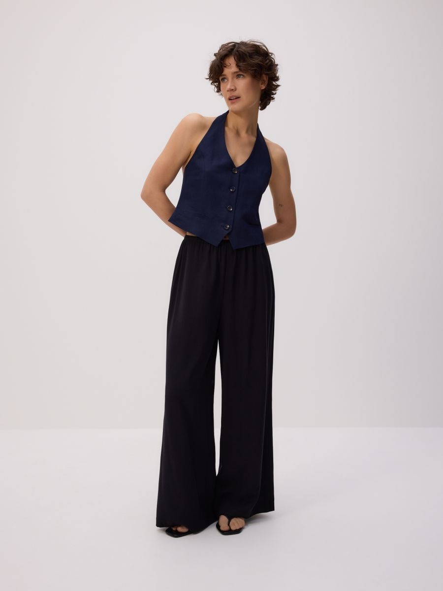 Loose trousers with viscose - black - RESERVED - 3