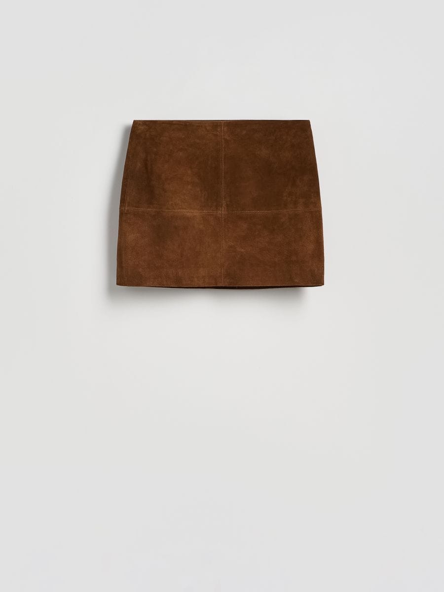Suede mini skirt - brown - RESERVED