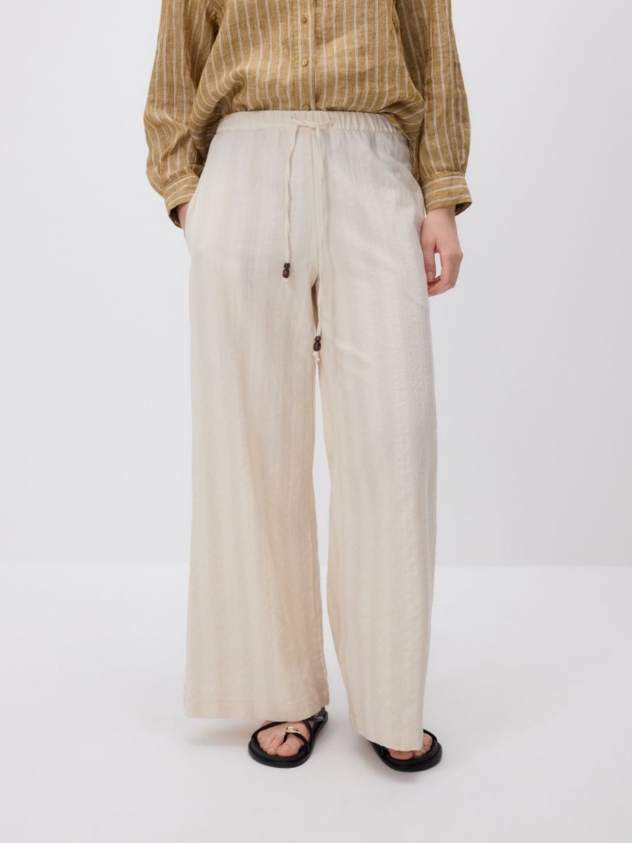 Loose trousers with linen blend - nude - RESERVED - 2