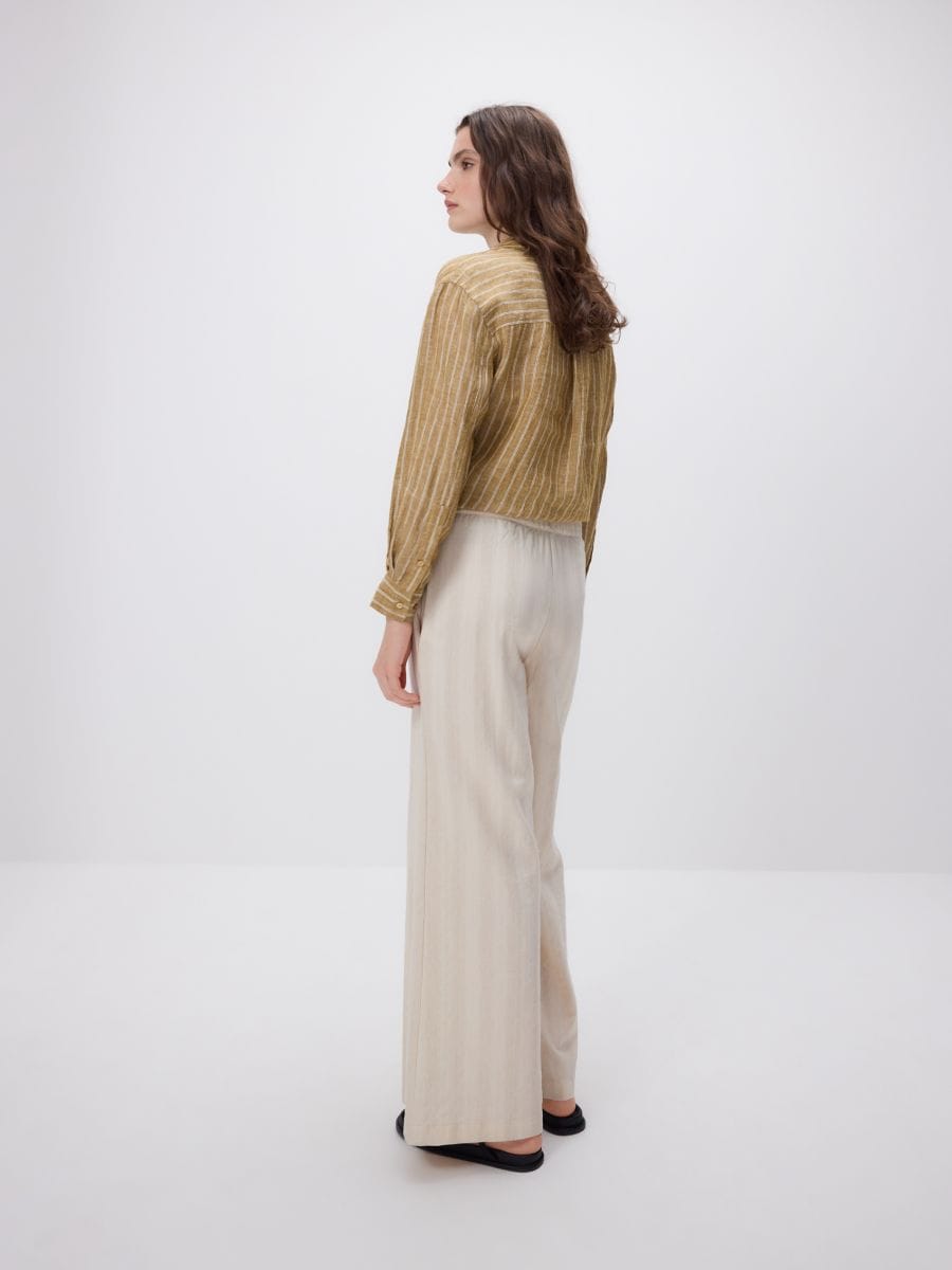 Loose trousers with linen blend - nude - RESERVED - 4