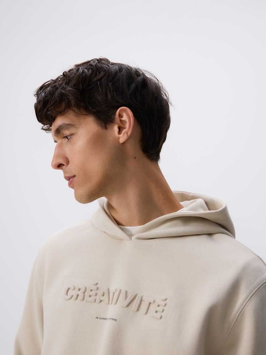 Regular fit hoodie - beige - RESERVED
