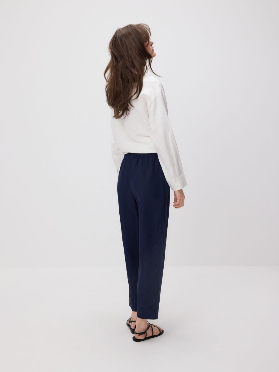 Jogger kelnės su linu - tamsiai mėlyna - RESERVED - 4