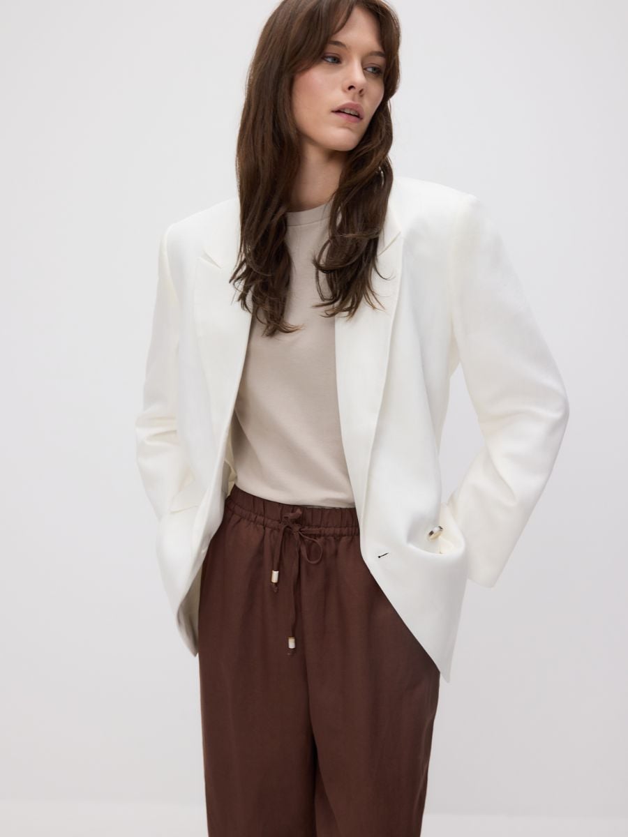Linen rich joggers - brown - RESERVED - 4