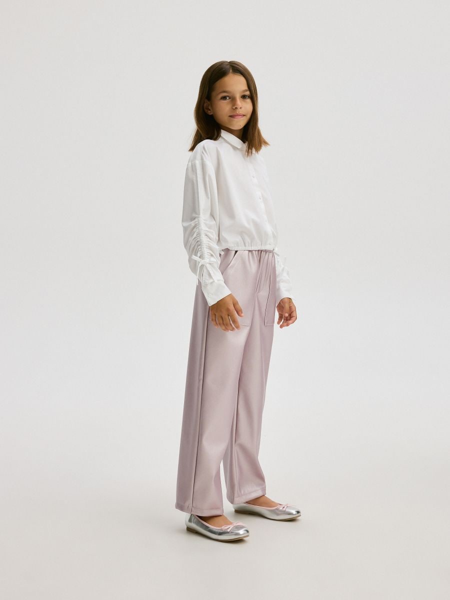Pantaloni in ecopelle - rosa cipria - RESERVED - 2