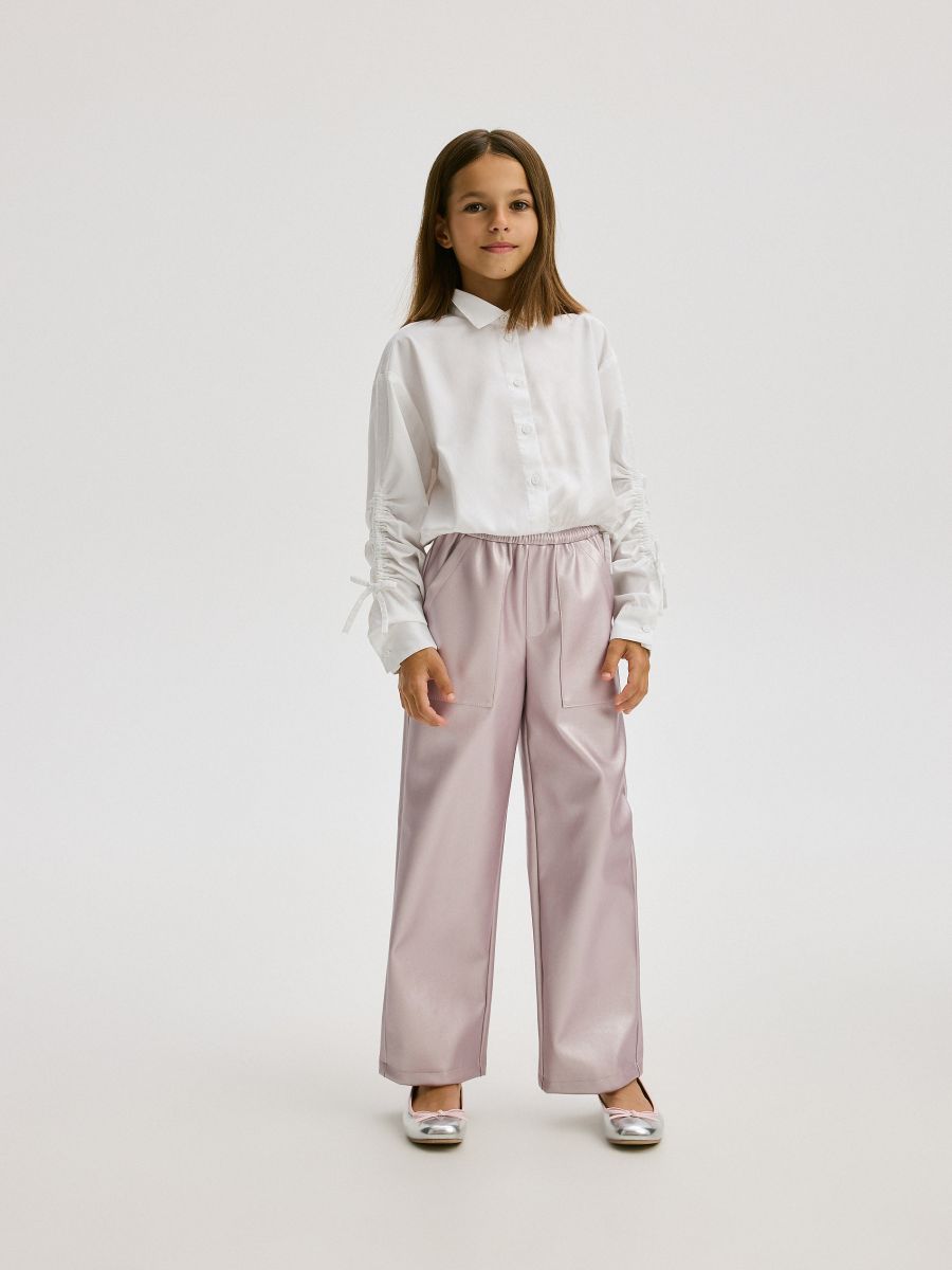 Pantaloni in ecopelle - rosa cipria - RESERVED - 5