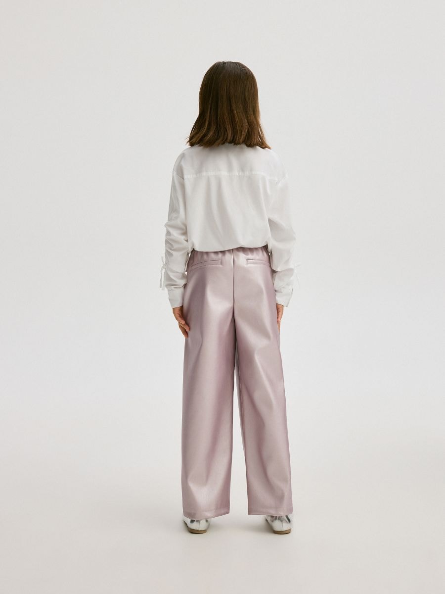 Pantaloni in ecopelle - rosa cipria - RESERVED - 3