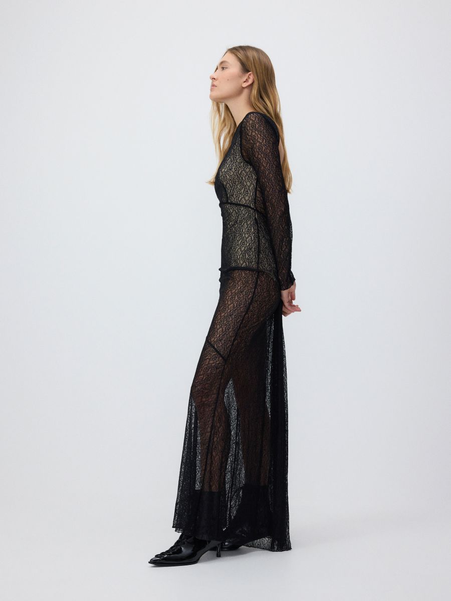 Spitzenkleid in Maxilänge - schwarz - RESERVED - 8